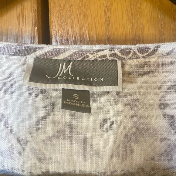 JM Collection white and dusty purple 3/4 sleeve linen top size small - Picture 7 of 8